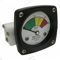 MIDWEST INSTRUMENT 3-Color Differential Pressure Indicator: 1,000 psig Max. Static Pressure, 522 (MPN 522P-030V). Key specifications — Brand: MIDWEST INSTRUMENT; Accuracy: ±5% of Full Scale; Sensor Material: Viton; Housing Material: Acetal Plastic; Transition Points: 0 psid to 13 psid (Green) / 13 psid to 20 psid (Yellow) / 20 psid to 30 psid (Red).