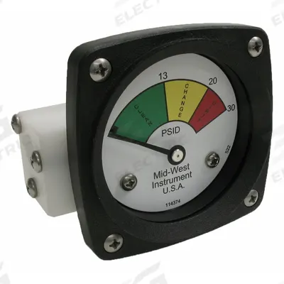 MIDWEST INSTRUMENT 3-Color Differential Pressure Indicator: 1,000 psig Max - Differential Pressure Indicators
