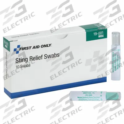 FIRST AID ONLY Bite/Sting Relief: Benzocaine, Swab, Packets, 0.081 oz Size - Bite & Sting Relief Swabs