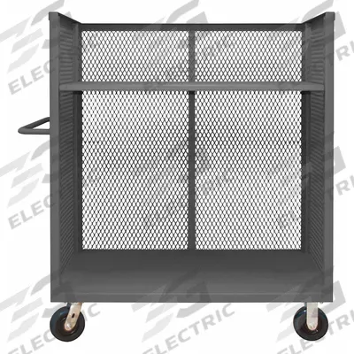 APPROVED VENDOR Stock Cart: 3,600 lb, Flush Lip, 25 in L x 67 in W x 57 in H Overall Dim. - Single-Side-Access Mesh-Wall Stock Trucks