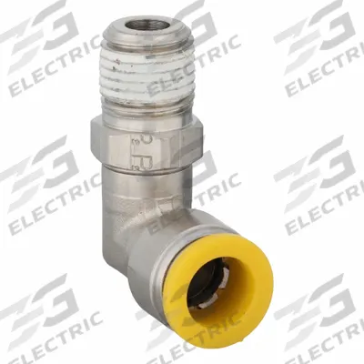 PARKER Push-Fit Elbow Fitting: 10 mm OD x 1/4 mm Pipe Size, Push-to-Connect x BSPT - Nickel-Plated Brass Tube Fittings