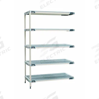 METRO Plastic Industrial Shelving: 24 in x 24 in, 74 in Overall Ht, 5 Shelves - Harsh-Environment Antimicrobial Stationary Plastic Shelving