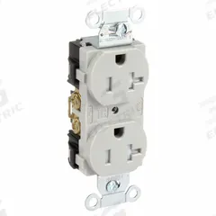 HUBBELL Receptacle: Duplex, 5-20, Gray, 125V AC, 20 A, 2 Pole / 3 Wire (MPN BR20GRYTR)