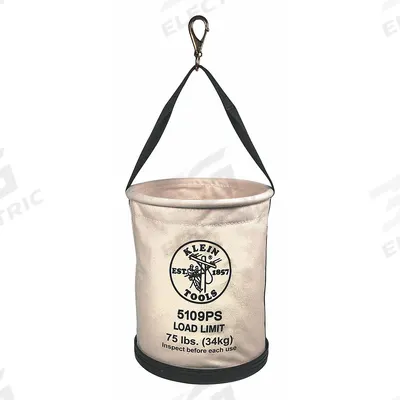 KLEIN TOOLS Bucket Bag: 15 in H, Off-White, Canvas, 1 Pockets - Canvas Bucket Bags