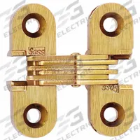 SOSS Concealed Hinge: Brass, 1 1/2 in Leaf Ht, 1/2 in Leaf Wd, Full Mortise Mounting (MPN 103CUS4). Key specifications — Material: Brass; Brand: SOSS; Finish: Satin Brass, Clear Coated.