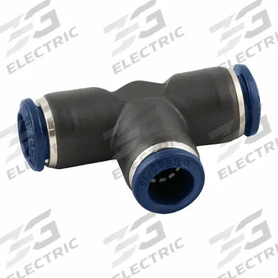 AIGNEP Push-Fit Tee Fitting: 1/4 in OD x 5/32 in OD x 1/4 in OD Size - Nylon & Nickel-Plated Brass Tube Fittings