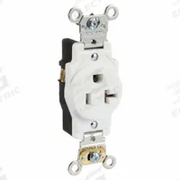 LEVITON Receptacle: Single, 5-20, White, 125V AC, 20 A, 2 Pole / 3 Wire (MPN 5361-W)