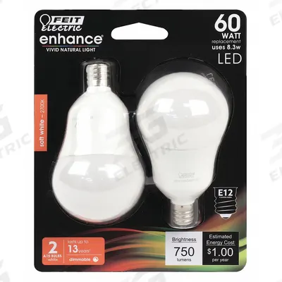 FEIT ELECTRIC Compact LED Bulb: Candelabra Screw (E12), LED, (A) Classic, A15, 8.3 W Watt - Candelabra Screw Base (E12) Lamps