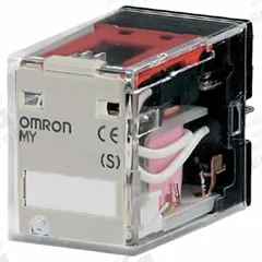 OMRON General Purpose Relays: Socket Mounted, 200/220V AC, 4PDT, 14 Pins/Terminals, G Socket (MPN MY4N AC200/220 (S)). Key specifications — Brand: OMRON; Base Type: Square; Contact Rating (AC): 0.80 A @ 250V; Mounting Style: Plug-In; Electrical Connection: Plug-In; Manufacturer Part Number: MY4N AC200/220 (S); Series: MY Series.