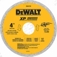 DEWALT Diamond Saw Blade: 4 in Blade Dia., 5/8 in_7/8 in Arbor Size, Wet/Dry, Good, Continuous (MPN DW4729). Key specifications — attr1097734: Wet/Dry; attr1097738: Masonry Saw; attr1097751: DEWALT.
