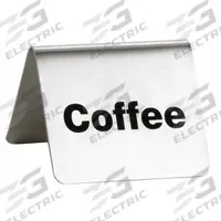 TABLECRAFT PRODUCTS COMPANY Coffee Sign: Silver, Stainless Steel, 2 in Overall Wd, 2 in Overall Ht (MPN B1). Key specifications — Brand: TABLECRAFT PRODUCTS COMPANY; Color: Silver; Product Type: Coffee Buffet Sign; Material: Stainless Steel.