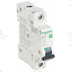 SCHNEIDER IEC Supplementary Protector: 40 A Amps, 60V DC, 14kA at 120/240V AC, Screw Clamp, C60SP, D (MPN M9F23140). Key specifications — Brand: SCHNEIDER; Terminal Connection: Screw Clamp; DC Voltage Rating: 60V DC; Max. AIR Rating: 14kA at 120/240V AC; Series: C60SP; AC Voltage Rating: 240/415V AC; Curve Type: D.