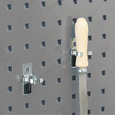 KENNEDY Spring Clip: 2 in x 3/4 in x 2 3/8 in, 10 Hooks, 2 in Hook Dp, Locking Clip - Spray Can Holders for Square-Hole Pegboard