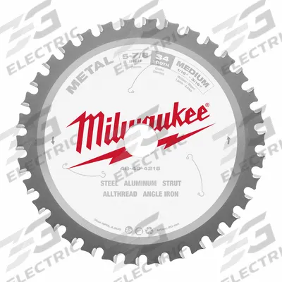MILWAUKEE Circular Saw Blade: 5 7/8 in Blade Dia., 34 Teeth, 0.06 in Cut Wd - Steel & General Metal-Cutting Blades