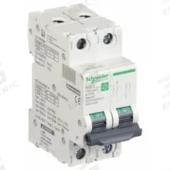 SCHNEIDER IEC Supplementary Protector: 25 A Amps, 500V DC, 5kA at 250V DC, Screw Clamp, C60H-DC, D (MPN M9U31225). Key specifications — Terminal Connection: Screw Clamp; AC Voltage Rating: Not Rated; Curve Type: D; DC Voltage Rating: 500V DC; Max. AIR Rating: 5kA at 250V DC; Series: C60H-DC; Brand: SCHNEIDER.