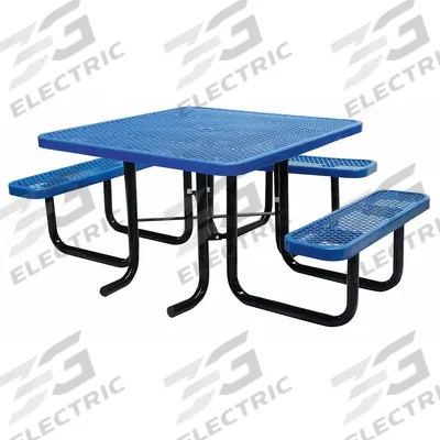 GRAINGER Picnic Table: Expanded Metal, Thermoplastic Coated, Blue, 29 5/8 in Overall Ht - ADA Accessible Picnic Tables