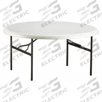 ABILITY ONE Folding Table: Round Table Shape, Platinum Tabletop, 29 in, 60 in Overall Dia, White (MPN 7195-01-618-3861). Key specifications — attr1035217: Black; attr1035250: Platinum; attr1035202: ABILITY ONE.