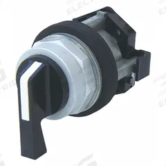 EATON Selector Switch: 30 mm Panel Mounting Size, 3 Positions, Extended Lever, 2NC/2NO, Metallic (MPN HT8JSH1DF1Q1). Key specifications — AC Contact Rating: 10 A @ 600 V; Action: Momentary/Maintained/Maintained; Cam: 1D; DC Contact Rating: 5 A @ 250 V; Hazardous Location Specification: Not Rated; Operator Head Material: Polymer; Operator Head Type: Long-Handled Knob; Operator Illumination: Non-Illuminated.