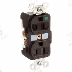 HUBBELL Receptacle: Hospital Grade Fed. Spec., Duplex, 5-15R, Brown, 125V AC, 15 A, 2 Pole / 3 Wire (MPN HBL8200)