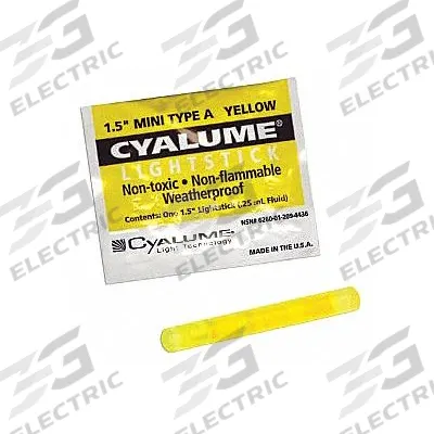 CHEMLIGHT BY CYALUME TECHNOLOGIES Lightstick: NSN 6260-01-209-4435, Yellow, Stick, Single-Use - Heavy-Duty Lightsticks