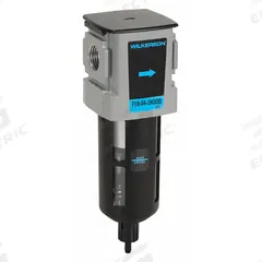 WILKERSON Compressed Air Filter: Particulate, 3/8 in NPT, 5 micron, 82 cfm, 150 psi Max Op Pressure (MPN F18-03-SK00B). Key specifications — attr110055: F18; attr110008: WILKERSON.