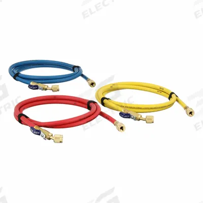 YELLOW JACKET Hose: 16 in Lg, Blue/Red/Yellow - Charging Hose Sets