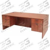 REGENCY Office Desk: Melamine, Cherry, 2 Pedestals, 4 Drawers, 71 in Overall Wd, 29 in Overall Ht (MPN LDP7135CH). Key specifications — Desktop Material: Melamine; Includes Modesty Panel: Yes; Kit Product Type: Rectangular Office Desk; Desktop Color: Cherry; Brand: REGENCY; Frame Color: Cherry; Frame Material: Melamine; Product Type: Rectangular Office Desk.
