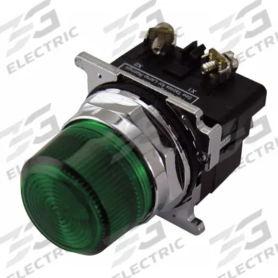 EATON Pilot Light: 30 mm Panel Mounting Size, Green, Incandescent - Incandescent Pilot-Lights