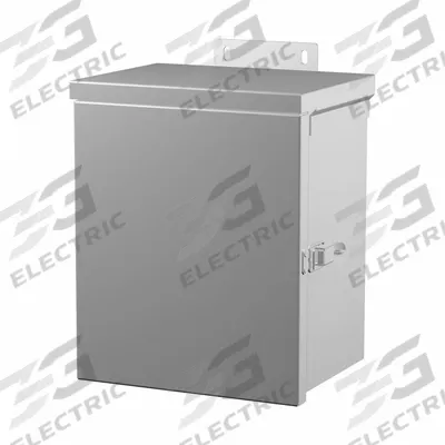 HAMMOND Junction Box: Galvanized Steel, 12 in x 12 in x 6 in, 3R, Solid Cover, Hinged - Steel Enclosures with Hinged Covers