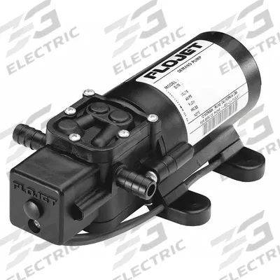 FLOJET Diaphragm Pump: Electric, RLFP222201D, Polypropylene, Santoprene, 2 Diaphragms - Bypass Electric Sprayer Pumps
