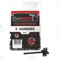 TOOLHANGER Tool Hanger: Black, 5 in Overall Lg, Plastic (MPN 3007). Key specifications — Includes: (7) Tool Hangers, 3 in; Material: Plastic; Brand: TOOLHANGER; Color: Black; For Tool Type: Brooms; Compatible Manufacturer Model Number: 1002.