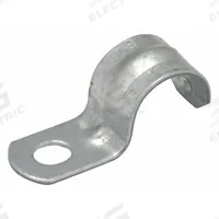 Conduit & Pipe Strap Clamp, One-Hole: 1/2 in Trade Size, Steel, EMT (MPN 2082). Key specifications — Manufacturer Part Number: 2082; Color: Gray; Compatible Conduit Trade Size: 1/2 in; Compatible Conduit Type: EMT; Compatible Nominal Conduit/Pipe Size: 1/2 in; Compatible Pipe Size: 1/2 in; Finish: Electroplated; Flange Thickness: 23/32 in.