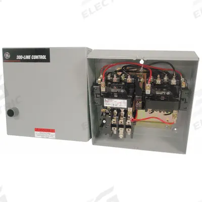 GE Magnetic Motor Starter: Reversing, 3 Poles, NEMA Size 0, 18 A, 480V AC Coil - Enclosed Reversing Starters with Thermal Overloads