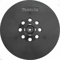 MAKITA Disc Backup Pad: 9 in Wd, Round, Hook and Loop, Hard, For XLS01, 8 Vacuum Holes, Rubber (MPN 199938-5). Key specifications — attr667743: Disc Backup Pad; attr667724: Round; attr667738: 8; attr667733: Rubber; attr667729: XLS01; attr667721: 199938-5; attr667725: MAKITA.