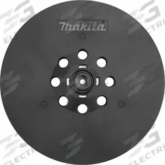 MAKITA Disc Backup Pad: 9 in Wd, Round, Hook and Loop, Hard, For XLS01, 8 Vacuum Holes, Rubber (MPN 199938-5). Key specifications — attr667743: Disc Backup Pad; attr667724: Round; attr667738: 8; attr667733: Rubber; attr667729: XLS01; attr667721: 199938-5; attr667725: MAKITA.