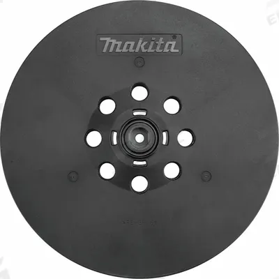 MAKITA Disc Backup Pad: 9 in Wd, Round, Hook and Loop, Hard, For XLS01, 8 Vacuum Holes - Backing Pads for Power Sanders