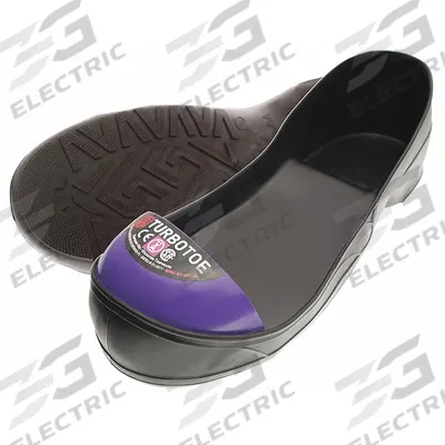 IMPACTO Overshoe: For Size 2 to 3, Unisex, Chevron, Black/Purple, Steel Toe, 2XS - Full-Soled Safety Toe Overshoes