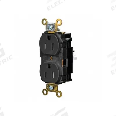 HUBBELL Receptacle: Duplex, 5-15, Black, 125V AC, 15 A, 2 Pole / 3 Wire (MPN HBL5262STBKTR) - General Purpose Receptacles