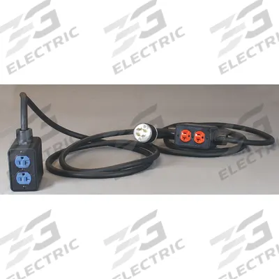 KH INDUSTRIES Power Stringer: 30 ft Lg, 2 Outlet Boxes, 4 Outlets, 12/4, L14-20P Plug - Nonlinkable Extension Cords with Multiple Outlet Boxes