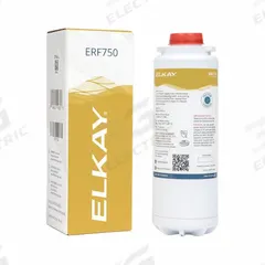 ELKAY Quick-Connect Water Filter: 1 micron, 1.5 gpm, 750 gal, 9 1/2 in Overall Ht (MPN ERF750). Key specifications — Filter Media: Activated Carbon; Reduces: Cyst; Brand: ELKAY.