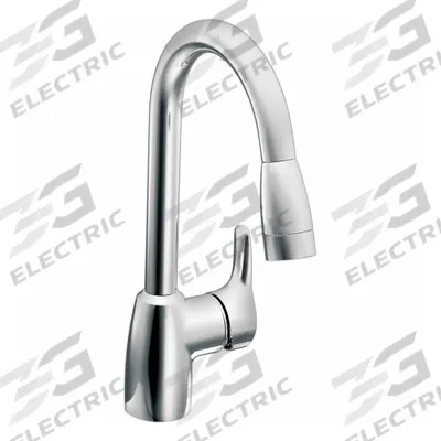 CLEVELAND FAUCET GROUP Kitchen Faucet: CA42519, Metal, Single-Post, Deck, 3 Mounting Holes - Single-Post Kitchen Faucets