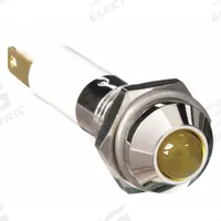 APPROVED VENDOR Raised Panel Light: 5/16 in Panel Mounting Hole Dia, LED, Yellow, Raised Head, M08 (MPN 24M043). Key specifications — Brand: APPROVED VENDOR; Electrical Connection: 0.11 Male Quick Disconnect.