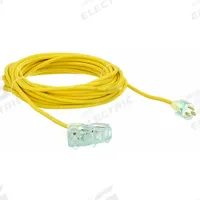 APPROVED VENDOR Extension Cord: Outdoor Use, 50 ft Lg, 3 Outlets, 5-15P, 14/3, SJTOW, Yellow (MPN 4GAC9). Key specifications — Brand: APPROVED VENDOR; Temperature Rating: -58° to 194°F; NEMA Plug Configuration: 5-15P.