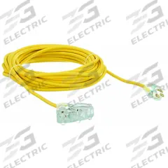APPROVED VENDOR Extension Cord: Outdoor Use, 50 ft Lg, 3 Outlets, 5-15P, 14/3, SJTOW, Yellow (MPN 4GAC9). Key specifications — Brand: APPROVED VENDOR; Temperature Rating: -58° to 194°F; NEMA Plug Configuration: 5-15P.