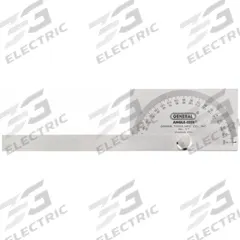 GENERAL Manual-Reading Protractor: 6 in Blade Lg, 0°to 180°, 1° Graduations, +/- 1°0 ft Accuracy (MPN 17). Key specifications — attr1182193: Stainless Steel; attr1182194: +/- 1°0 ft; attr1182195: 6 in; attr1182198: 1°; attr1182218: GENERAL.