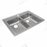 JUST MANUFACTURING Bowl Drop-In Sink: 29 in Overall Lg, 22 in Overall Wd, 6 1/2 in Bowl Dp, 2 Bowls (MPN DLADA2128A652-J). Key specifications — Brand: JUST MANUFACTURING; Color Family: Silver/Gray.