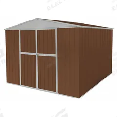 Storage Shed: 12 in W x 9 ft D x 7 in H, 561 cu ft, Brown, 11 1/4 ft L x 8 3/8 ft D x 6 7/8 ft H (MPN 13X113). Key specifications — Brand: APPROVED VENDOR; Product Type: Outdoor Storage Shed; Assembled: Unassembled; Fire Rating: Not Rated; Lockable: Yes.