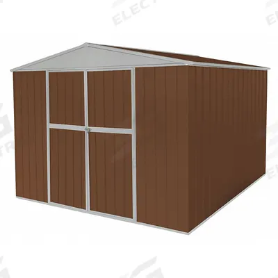 APPROVED VENDOR Storage Shed: 12 in W x 9 ft D x 7 in H, 561 cu ft, Brown - Steel with Gable Roof Sheds