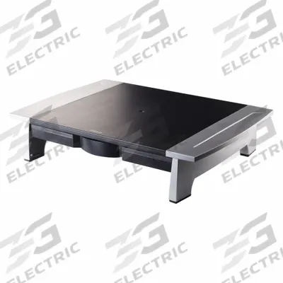 FELLOWES Monitor Stand: Black/Silver, Storage Tray, 6 1/2 in Max Ht, 4 in Min Ht - Monitor & Laptop Risers