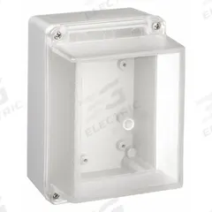 BOX ENCLOSURES Enclosure: Gray, Polycarbonate, 7 in x 5 in x 4 in, NEMA 4, Clear Cover (MPN BEN-85PC). Key specifications — Color: Gray; Cover Style: Clear; NEMA Enclosure Rating: 4; Brand: BOX ENCLOSURES.